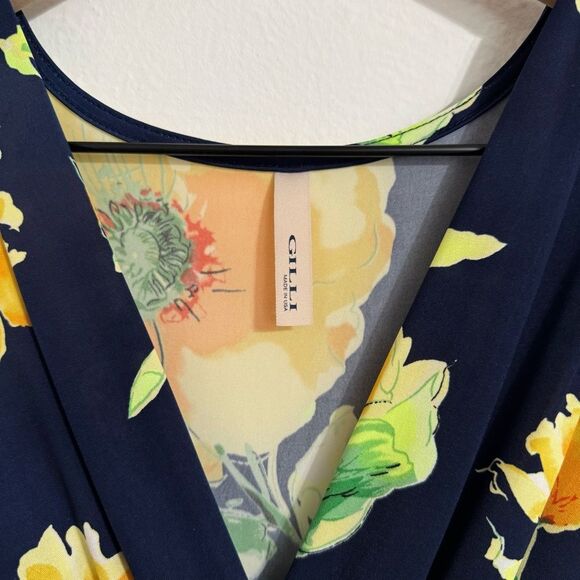 Modcloth Gilli navy blue and golden floral sleeveless midi dress, size small - Picture 2 of 9